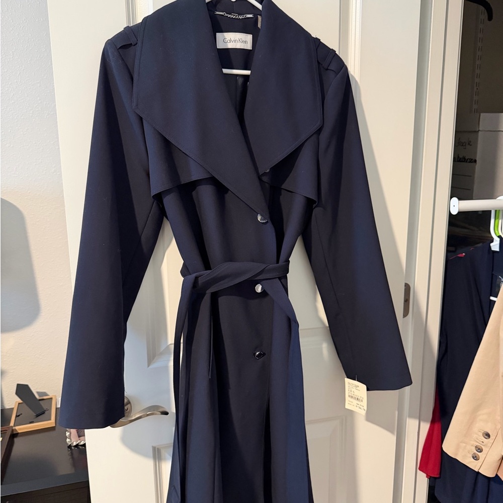 Elegant Navy Blue Trench Coat